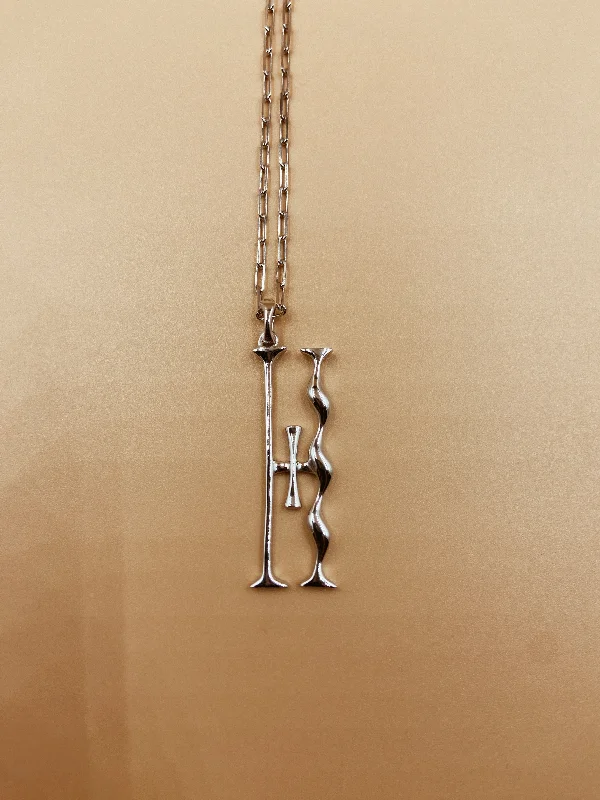 Letter H Necklace in 925 Sterling Silver