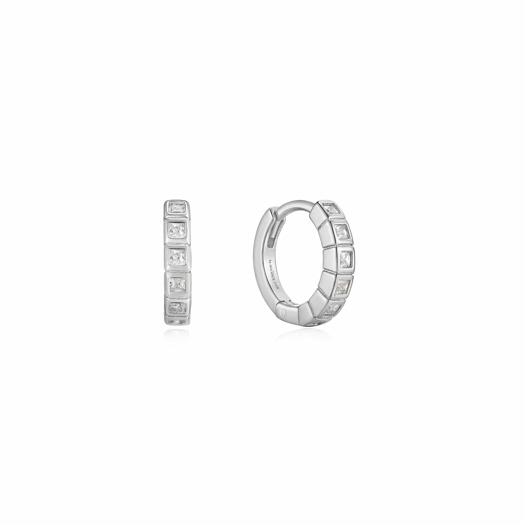 Luxury Earrings For Elegant Fashion-Silver Glam Huggie Hoop Earrings