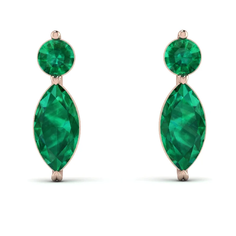 Handmade Earrings For Special Occasions-Hanging Marquise Emerald Earrings - Lacey No. 5