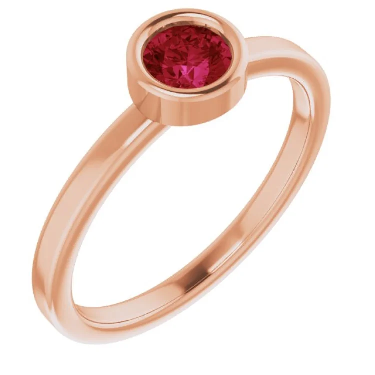 Customizable Stackable Rings For Personalized Fashion-14K Rose 4.5 mm Natural Ruby Ring