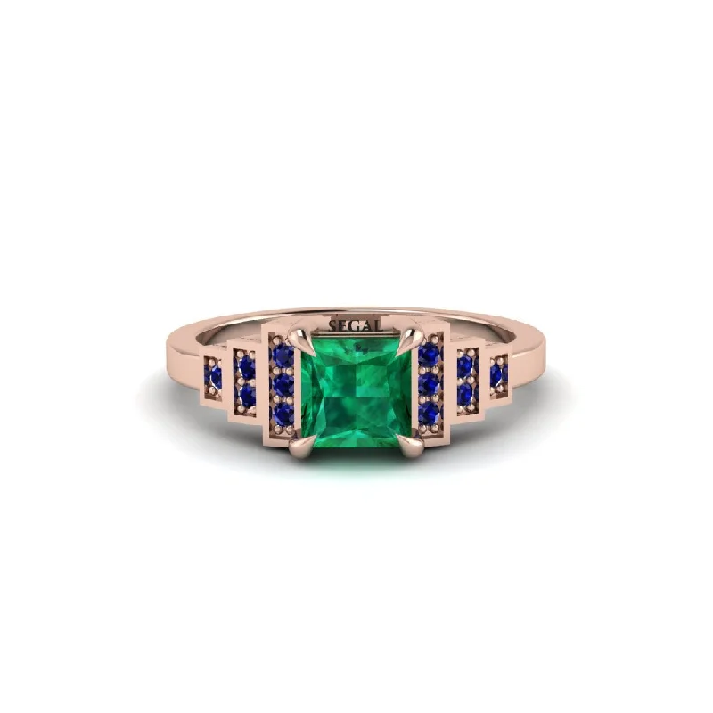 Simple Gemstone Rings For Everyday Wear-Emerald Geometric Princess Cut Engagement Ring - Thea No. 65