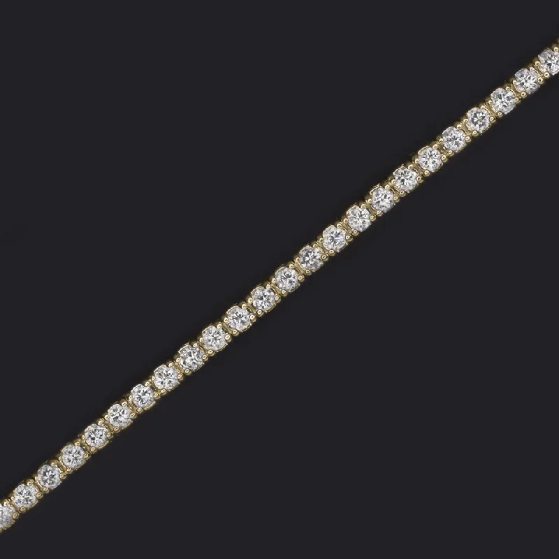 Custom Gold-Plated Bracelets For Personalized Gifts-1 CARAT VERY GOOD CUT DIAMOND TENNIS BRACELET 14K YELLOW GOLD ROUND BRILLIANT