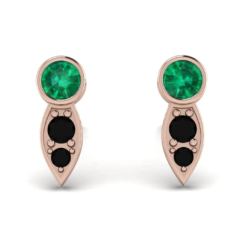 Bold Silver Earrings For Statement Fashion-Bezel Emerald Earrings In Pear Shaped - Aniya No. 35