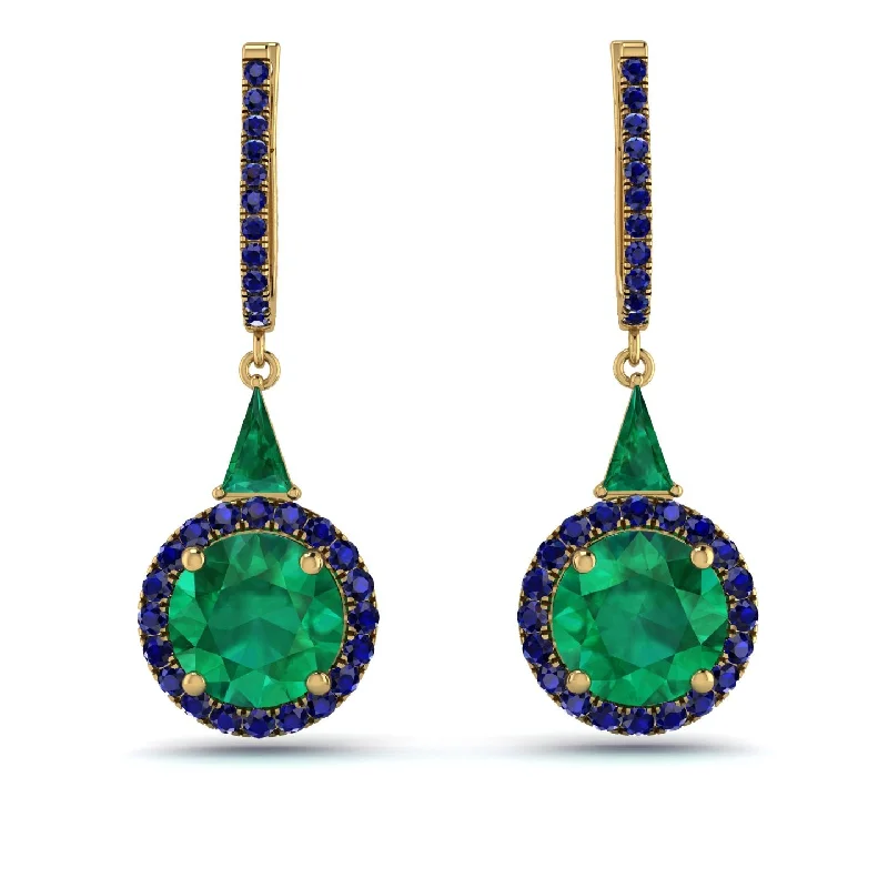 Classic Drop Earrings For Timeless Style-Hidden Halo Emerald Earrings - Joanna No. 64