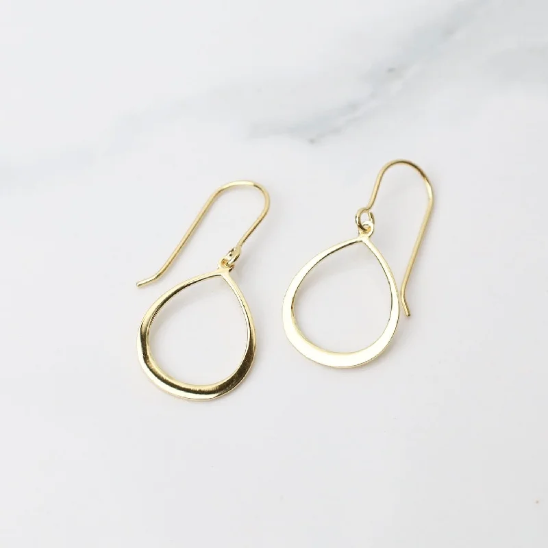 Custom Earrings For Personalized Jewelry-Flat Open Teardrop Earrings - Gold Vermeil