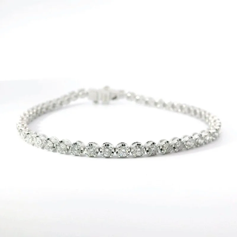 Elegant Ruby-Set Bracelets For Bold Glam-14K White Gold Diamond Tennis Bracelet