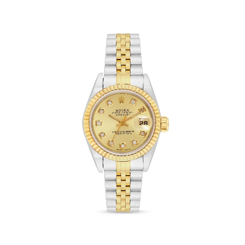 Classic Charm Bracelets For Thoughtful Gifts-Rolex Lady Datejust 68273 31mm champagne diamond dial with two-tone Jubilee bracelet