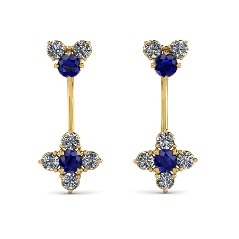 Trendy Hoop Earrings For Fashionista Looks-Hanging Sapphire Compass Earrings - Brittany No. 13