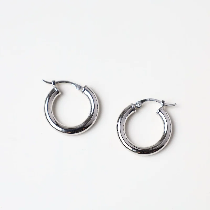 Classic Stud Earrings For Timeless Appeal-14k White Gold 3x18mm Tube Hoop Earrings