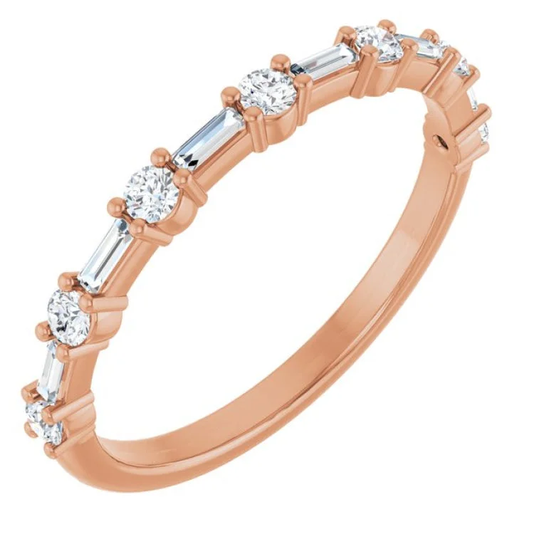 Simple Gemstone Rings For Everyday Wear-14K Rose 1/3 CTW Lab-Grown Diamond  Anniversary Band