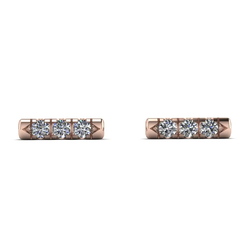 Stunning Drop Earrings For Wedding Glam-3 Diamonds Stud Earrings - Mina No. 2