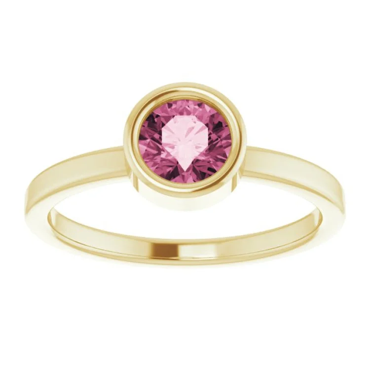 Luxury Wedding Rings For Elegant Weddings-14K Yellow 5.5 mm Natural Pink Tourmaline Ring