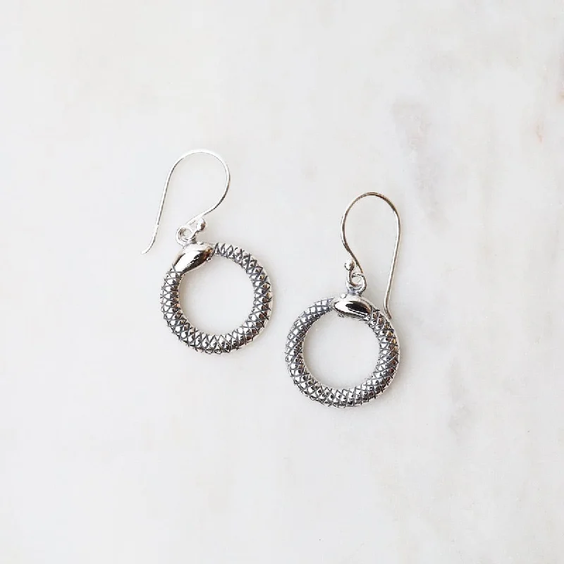 Simple Gold Earrings For Timeless Fashion-Sterling Silver Snake Ring Earrings