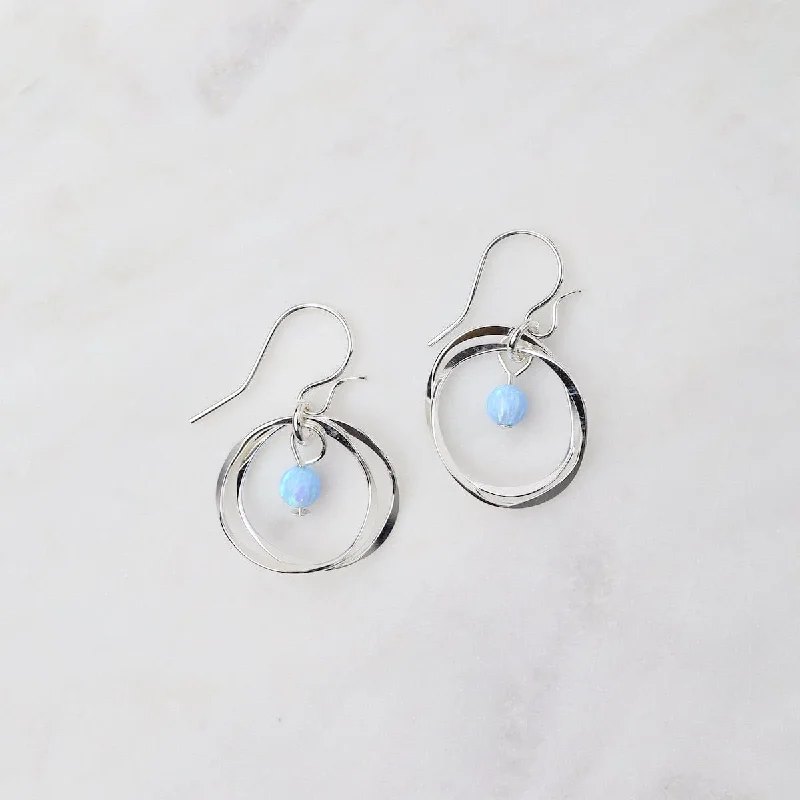 Gold Stud Earrings For Luxury Wear-Sterling Silver Twin Blue Opal Earrings