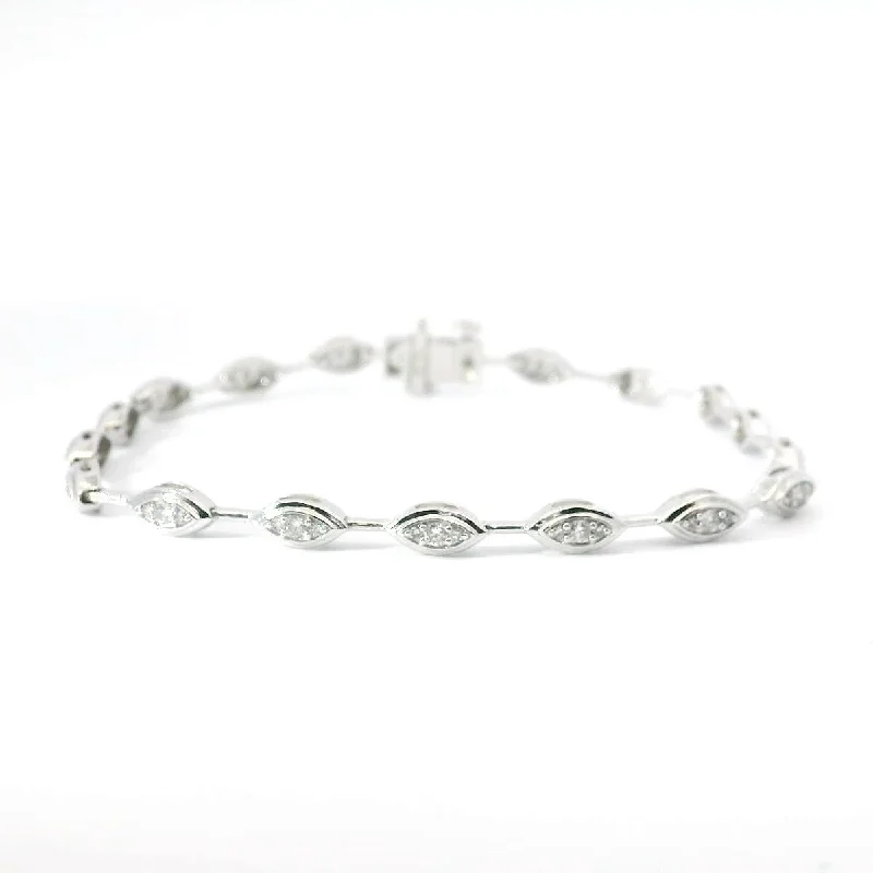 Gorgeous Beaded Bracelets For Everyday Style-14K White Gold Natural Diamond Bracelet