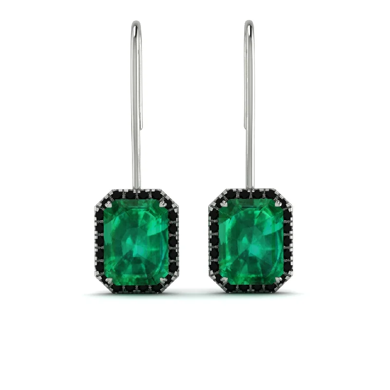 Chic Stud Earrings For Stylish Women-Halo Emerald Cut Emerald Earrings - Izabella No. 36