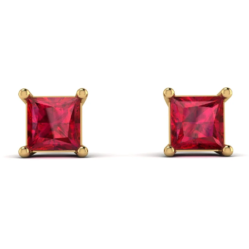 Simple Drop Earrings For Subtle Beauty-Princess Cut Stud Earrings - Kenia No. 10