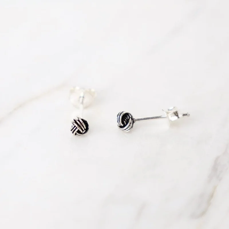 Simple Gold Earrings For Timeless Fashion-4mm Oxidized Sterling Silver Knot Earrings