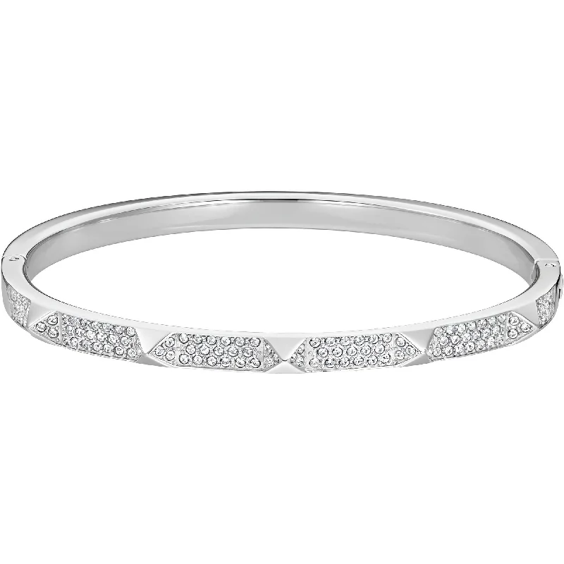 Classic Gold Bangles For Timeless Beauty-Swarovski Women's Bangle Bracelet - Tactic White Crystal Stainless Steel | 5472585