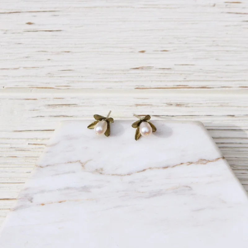 Gold Dangle Earrings For Chic Look-Boxwood Pearl Post Earrings