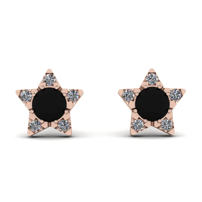 Lightweight Crystal Earrings For Comfortable Fashion-Star Halo Black Diamond Earrings - Zelda No. 8