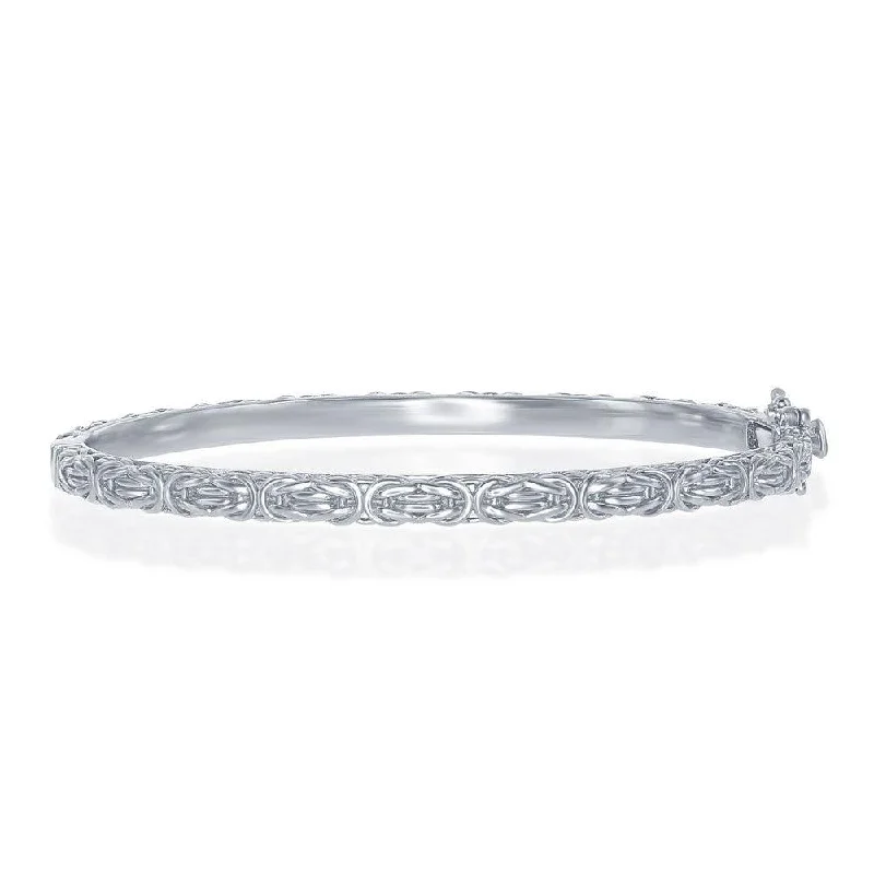 Luxury Wedding Bangles For Bridal Style-Sterling Silver Byzantine Design Bangle