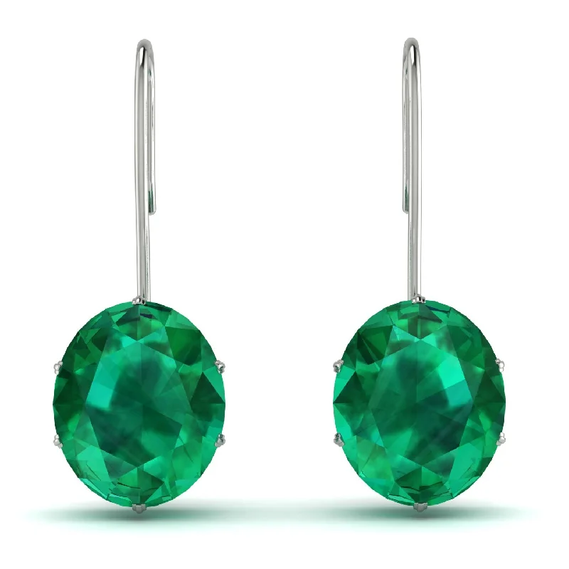 Stunning Drop Earrings For Fashionistas-Oval Hidden Halo Emerald Earrings - Gemma No. 66