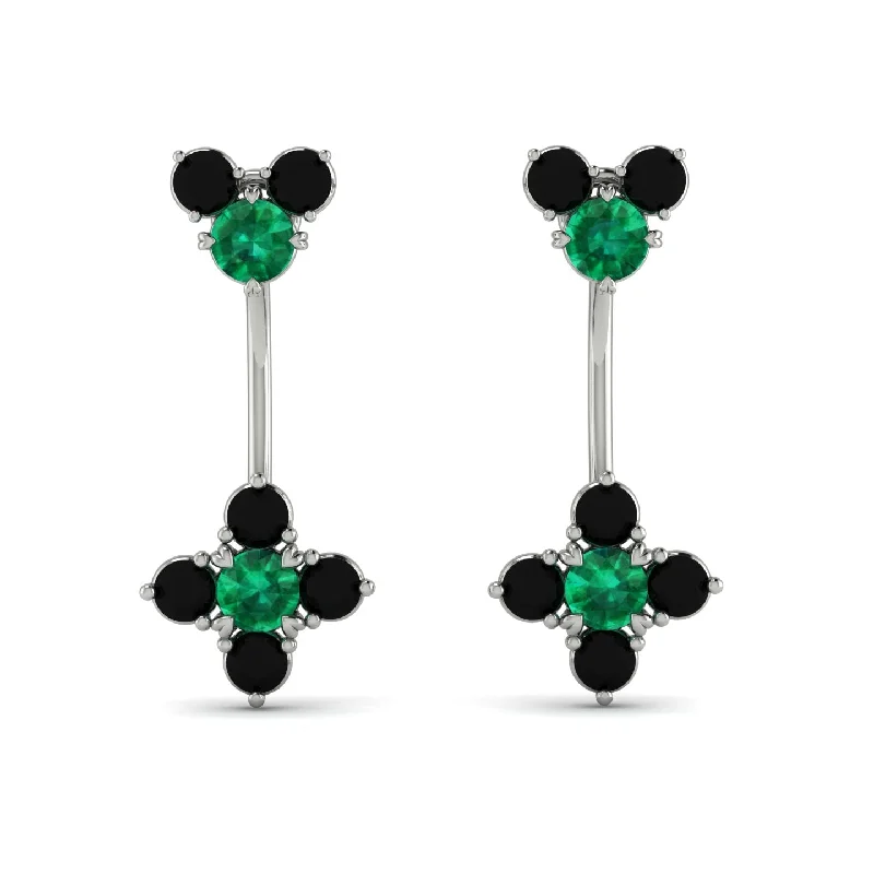 Trendy Dangle Earrings For Casual Looks-Hanging Emerald Compass Earrings - Brittany No. 36