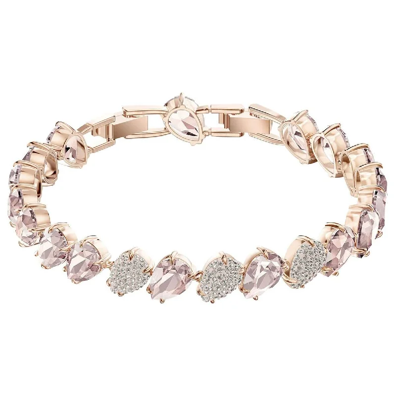 Simple Gemstone-Studded Bangles For Subtle Beauty-Swarovski Women's Bangle Bracelet - Pink Crystal Rose Gold Plated | 5451087