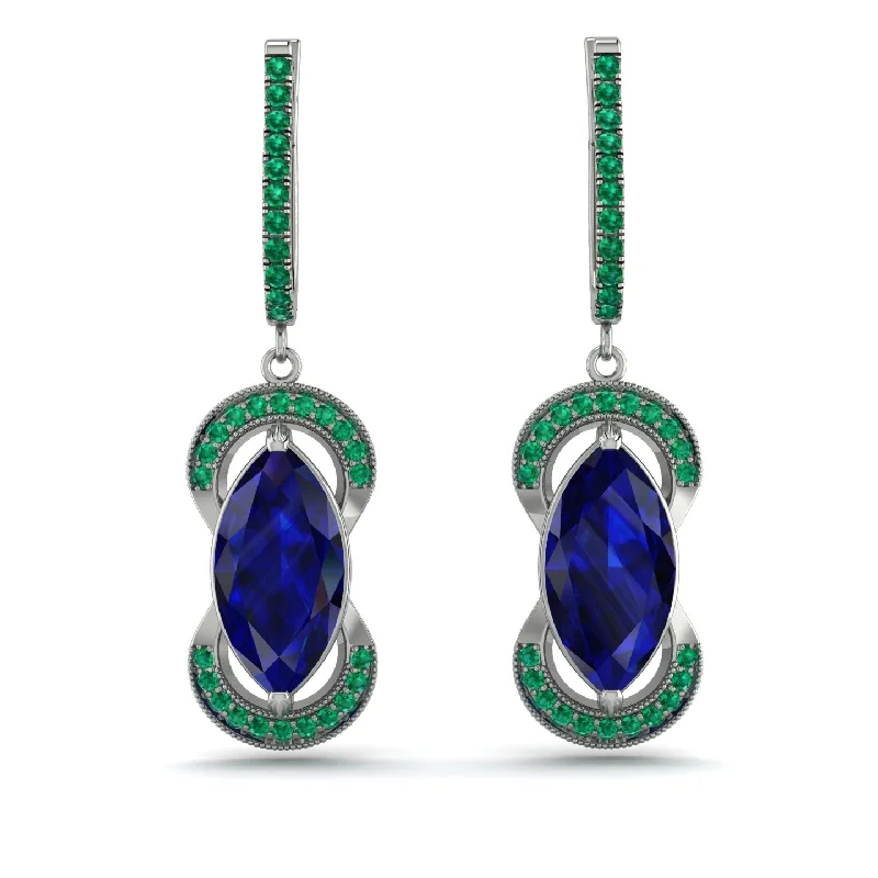 Geometric Drop Earrings For Fashion Statements-Marquise Vintage Sapphire Earrings - Marley No. 30