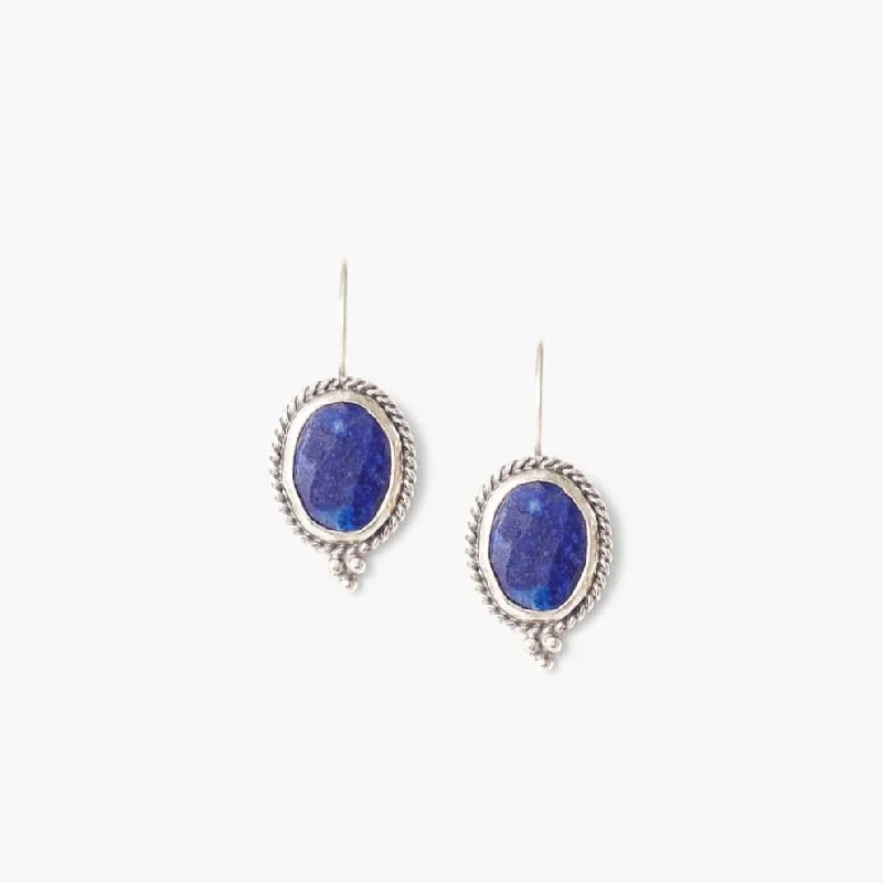 Simple Gold Earrings For Minimalist Style-Lapis Vignette Earrings