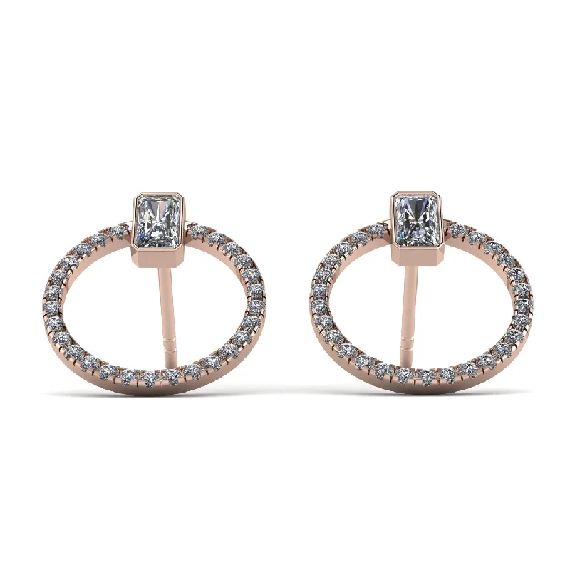 Crystal Stud Earrings For Timeless Glam-Emerald Cut Circle Diamond Earrings - Oaklyn No. 2