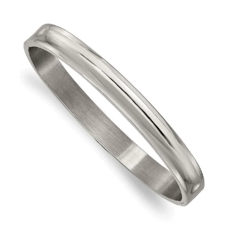 Simple Charm Bangles For Personalized Touch-Titanium Polished 8mm Hinged Bangle