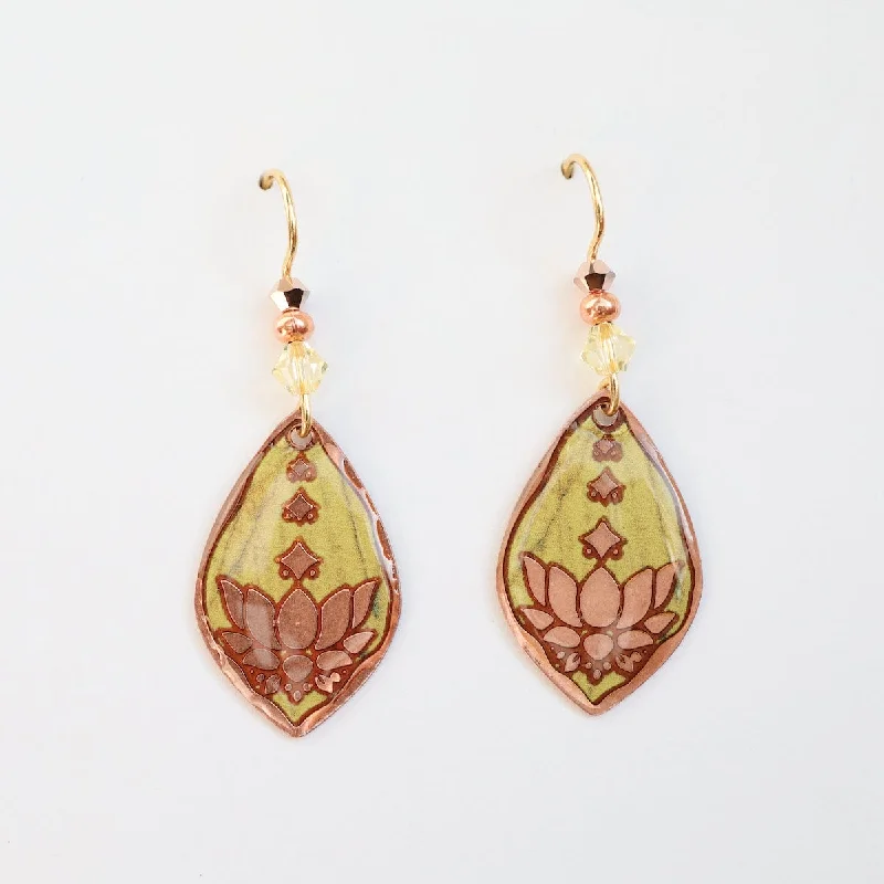 Personalized Drop Earrings For Custom Gifts-Rising Lotus in Copper Earrings