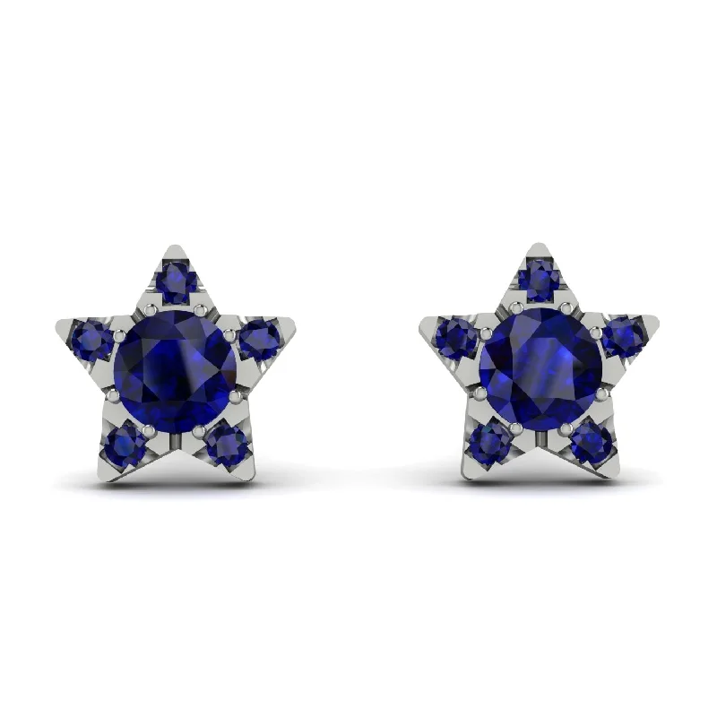 Simple Drop Earrings For Subtle Beauty-Star Halo Sapphire Earrings - Zelda No. 75