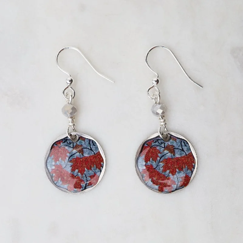 Personalized Drop Earrings For Custom Gifts-Round Red Maple Earrings