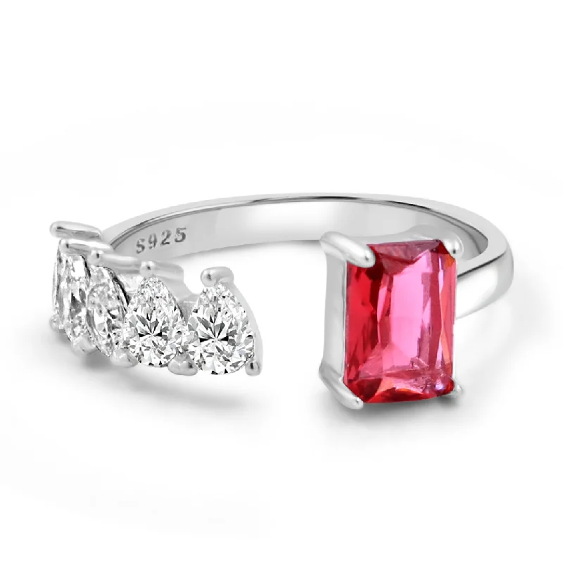 Beautiful Wedding Bands For Elegant Occasions-Zarkan 925 Silver Ruby Stone Solitaire American Diamond Heart Ring