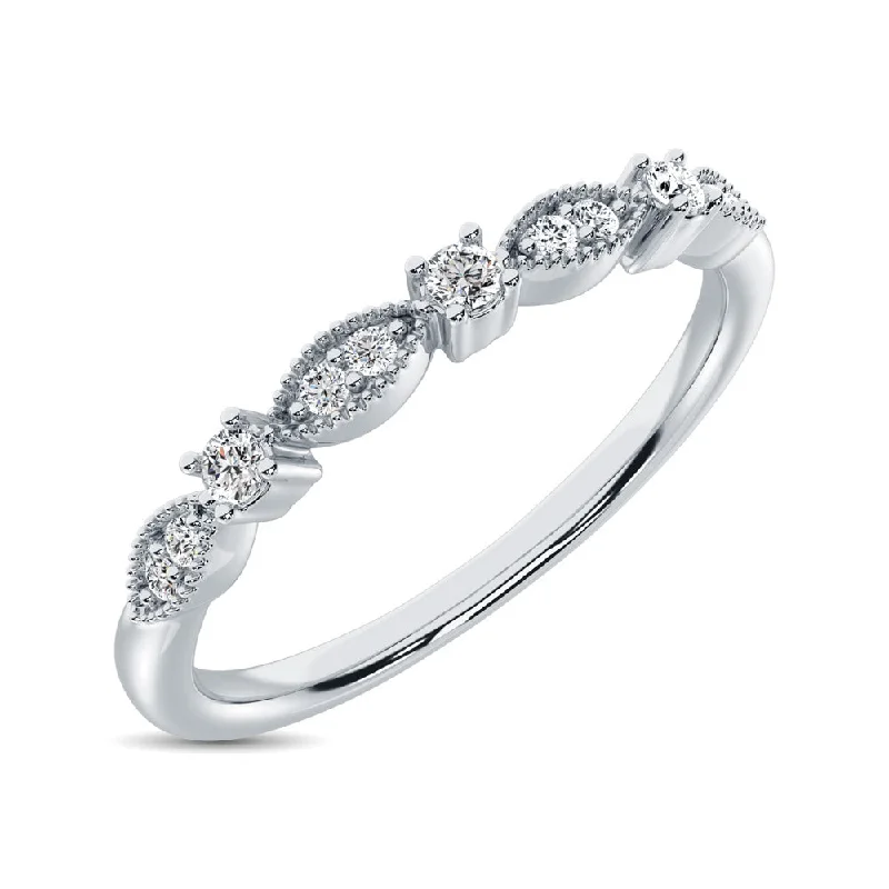 Beautiful Sapphire Rings For Elegant Brides-14K White Gold 1/10 Ct.Tw.Diamond Stackable Band