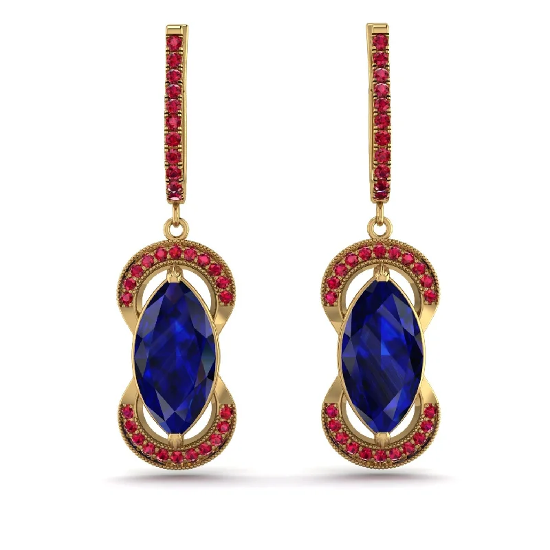 Sparkling Crystal Earrings For Evening Glam-Marquise Vintage Sapphire Earrings - Marley No. 58