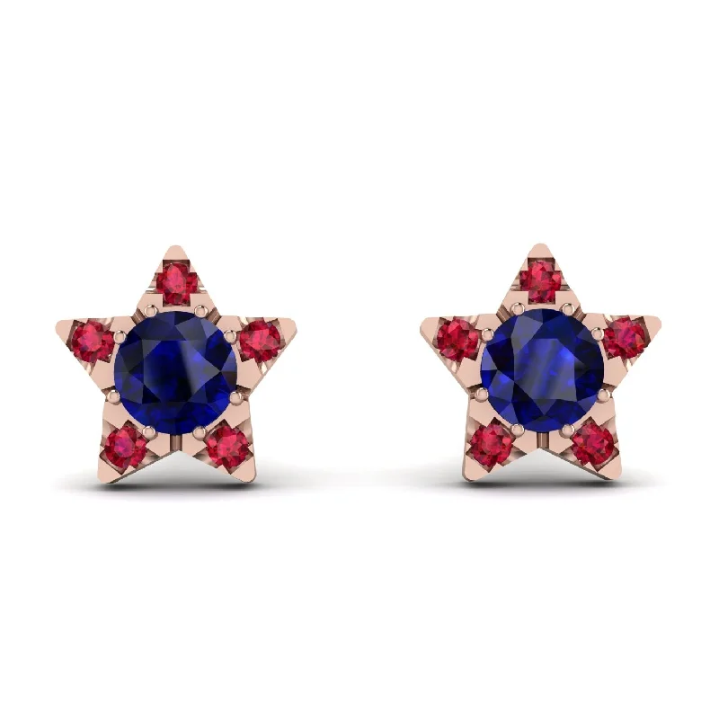 Silver Earrings For Wedding Glam-Star Halo Sapphire Earrings - Zelda No. 59