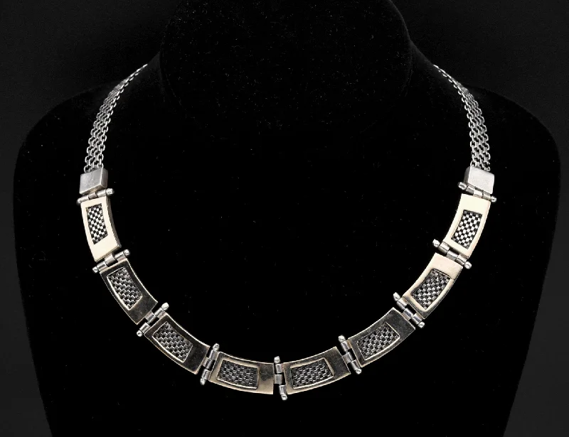 Vintage Handmade Sterling Silver and Gold Necklace - 17"