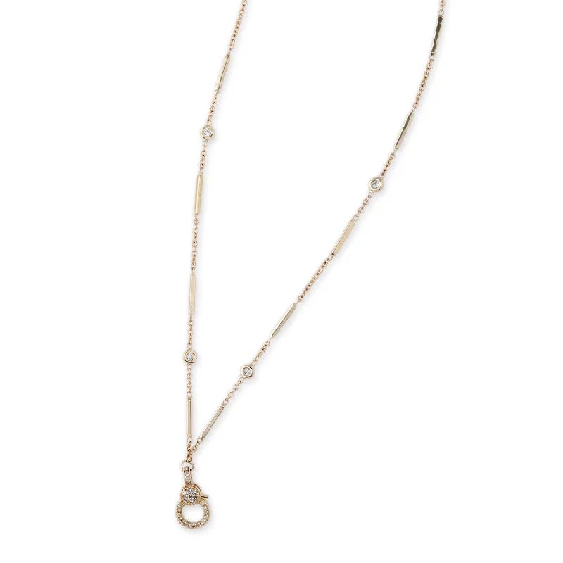 SMOOTH BAR + DIAMOND CHARM CLIP NECKLACE