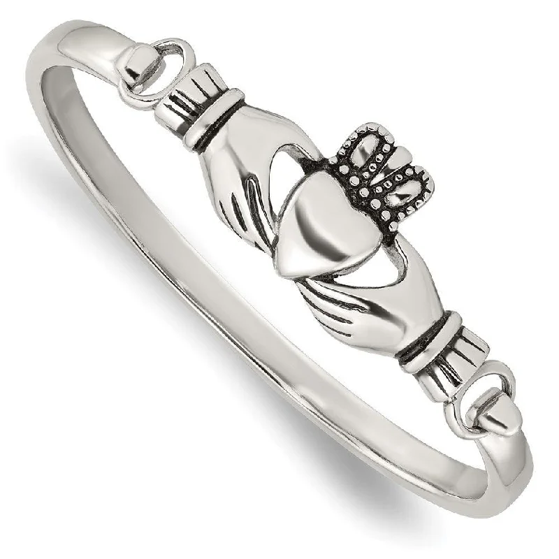 Elegant Handmade Bangles For Fashion-Forward Looks-Stainless Steel Claddagh Bangle