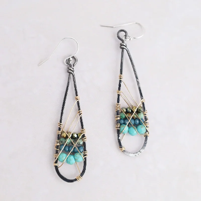 Custom Earrings For Unique Gifts-Turquoise Wire Wrapped Earrings