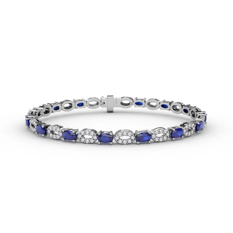 Custom Adjustable Bracelets For Comfortable Fit-Interchanging Sapphire and Diamond Bracelet B1164S