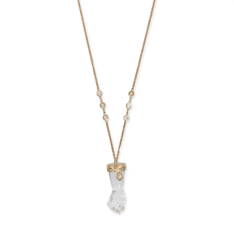 PAVE SOPHIA DIAMOND CLEAR QUARTZ FIGA NECKLACE