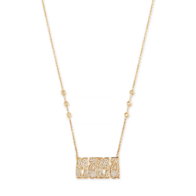 PAVE DIAMOND LARGE "MAMA" NECKLACE