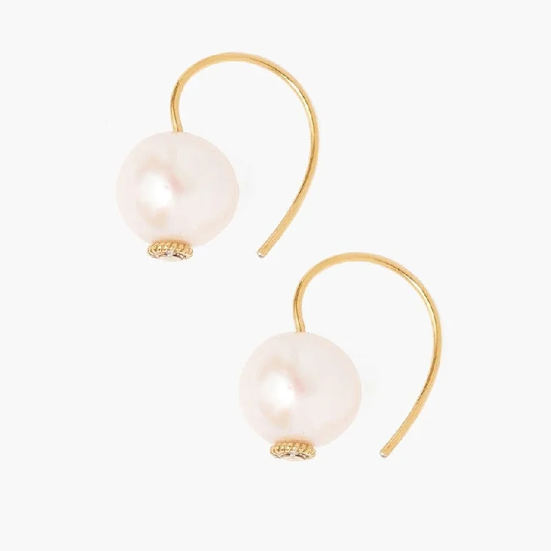 Lightweight Earrings For Comfortable Wear-White Pearl Orb Earrings