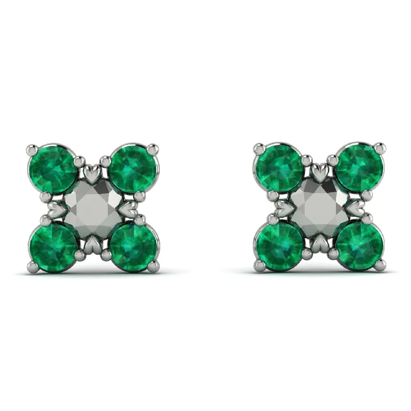 Sparkling Gemstone Earrings For Special Occasions-GeometricEmerald Earrings Golden Diamond - Jayda No. 6