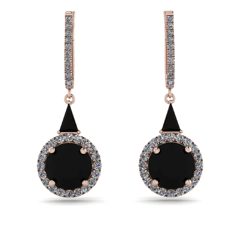 Elegant Earrings For Office Glam-Hidden Halo Black Diamond Earrings - Joanna No. 8